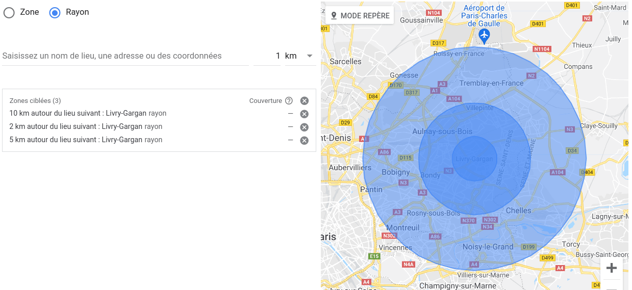 géolocalisation Google Ads
